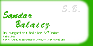 sandor balaicz business card